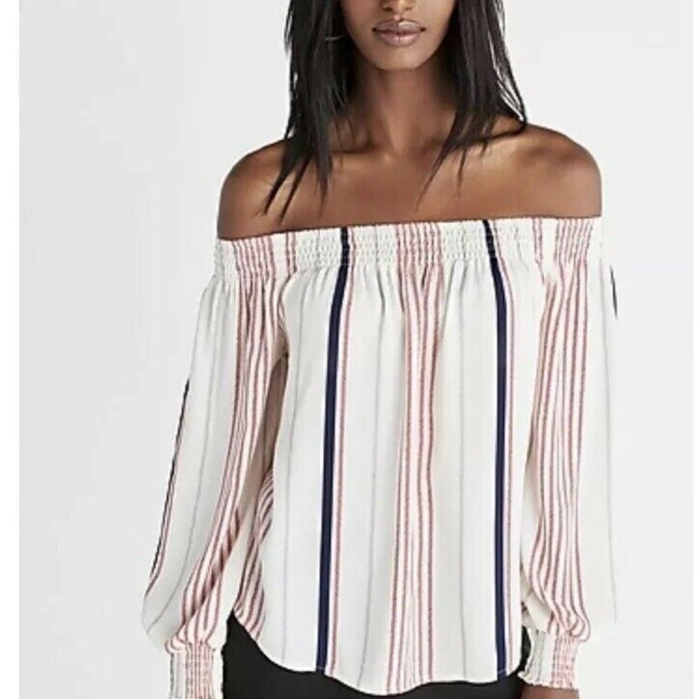 NWT Express Chiffon Blouse Orange Small Off the shoulder